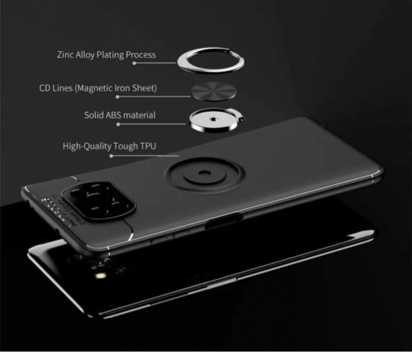 Xiaomi Poco X3 Pro Kılıf Auto Focus Serisi Soft Premium Standlı Yüzüklü Kapak - Kırmızı Siyah