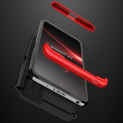 Xiaomi Redmi 10 Kılıf 3 Parçalı 360 Tam Korumalı Rubber AYS Kapak - Kırmızı Siyah