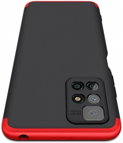 Xiaomi Redmi 10 Kılıf 3 Parçalı 360 Tam Korumalı Rubber AYS Kapak - Kırmızı Siyah