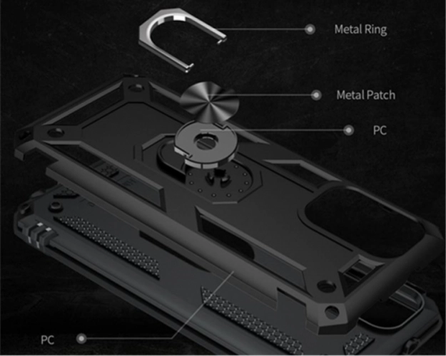 Xiaomi Redmi 9T Kılıf Zırhlı Standlı Mıknatıslı Tank Kapak - Siyah