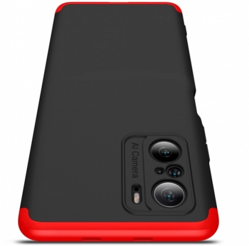 Xiaomi Redmi K40 Kılıf 3 Parçalı 360 Tam Korumalı Rubber AYS Kapak - Kırmızı Siyah