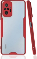 Xiaomi Redmi Note 10 Pro Kılıf Kamera Lens Korumalı Arkası Şeffaf Silikon Kapak - Kırmızı